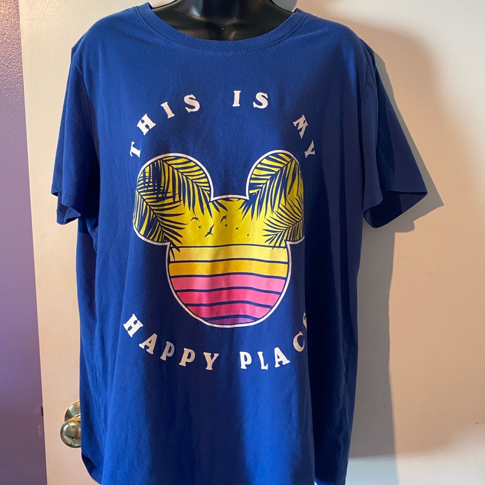 Disney This Is My Happy Place  Women's Plus Blue T-Shirt Size 1X